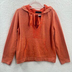 Le Superbe cashmere wool blend knit peace embelleshed Orange Hooded Sweater